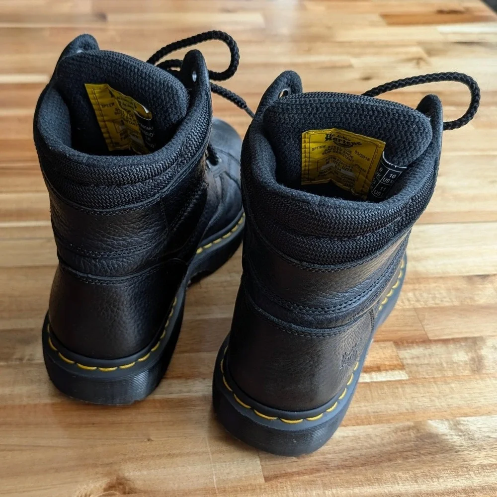 Dr. Martens Industrial Steel Toe Black Leather Work Boots Men's 10